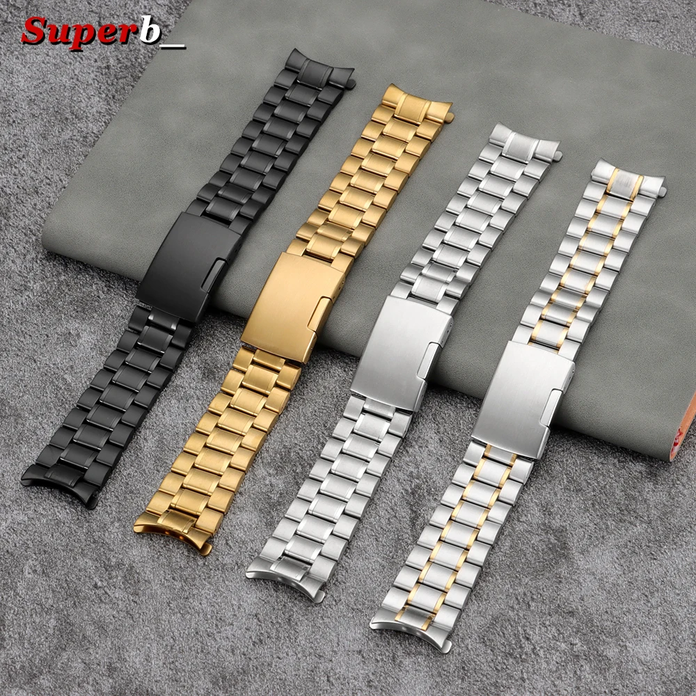 Elegant Silver and Gold Stainless Steel Watch Band Bracelet with Tools