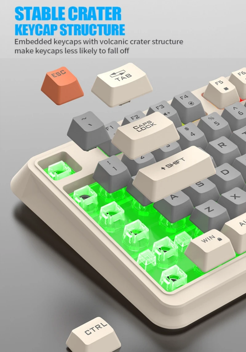한국어 키보드 94 키 90% 레이아웃 스페인어 러시아어 한국어 아랍어 키보드 USB 유선 RGB 라이트 볼륨 손잡이 인체 공학 게임 사무실 K82
