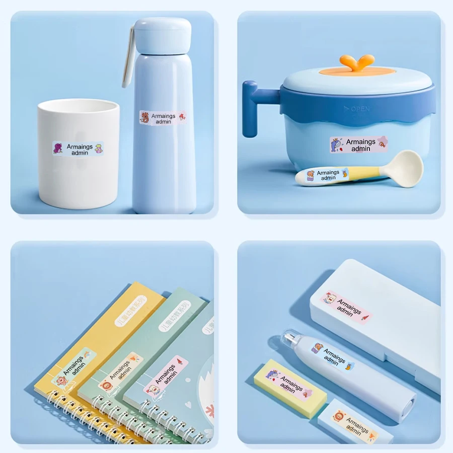 Name label stickers, waterproof stickers, children's school stationery, water bottles, pencils, children's name label