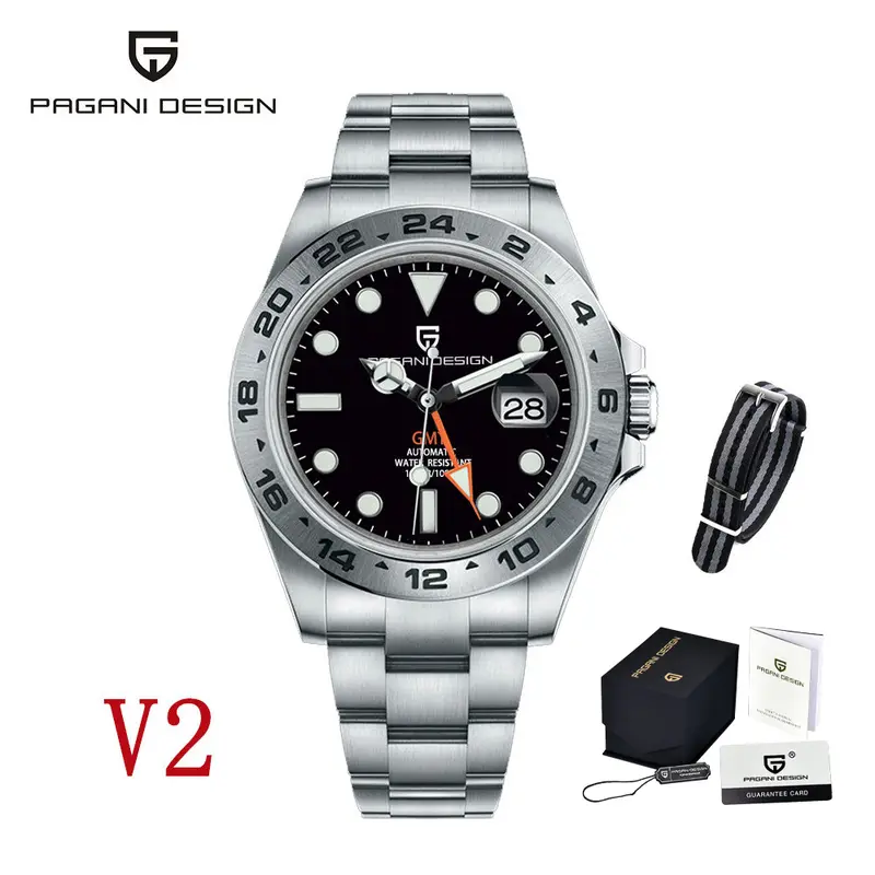 PAGANI DESIGN 2026 New Automatic Machinery Men's Watch GMT DG5833 Stainless Steel sapphire crystal 10Bar Waterproof reloj hombre - Image 8