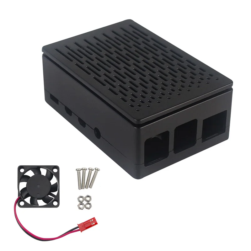 Raspberry Pi 4 Model B ABS Case with Cooling Fan Black Plastic Prectective Box f