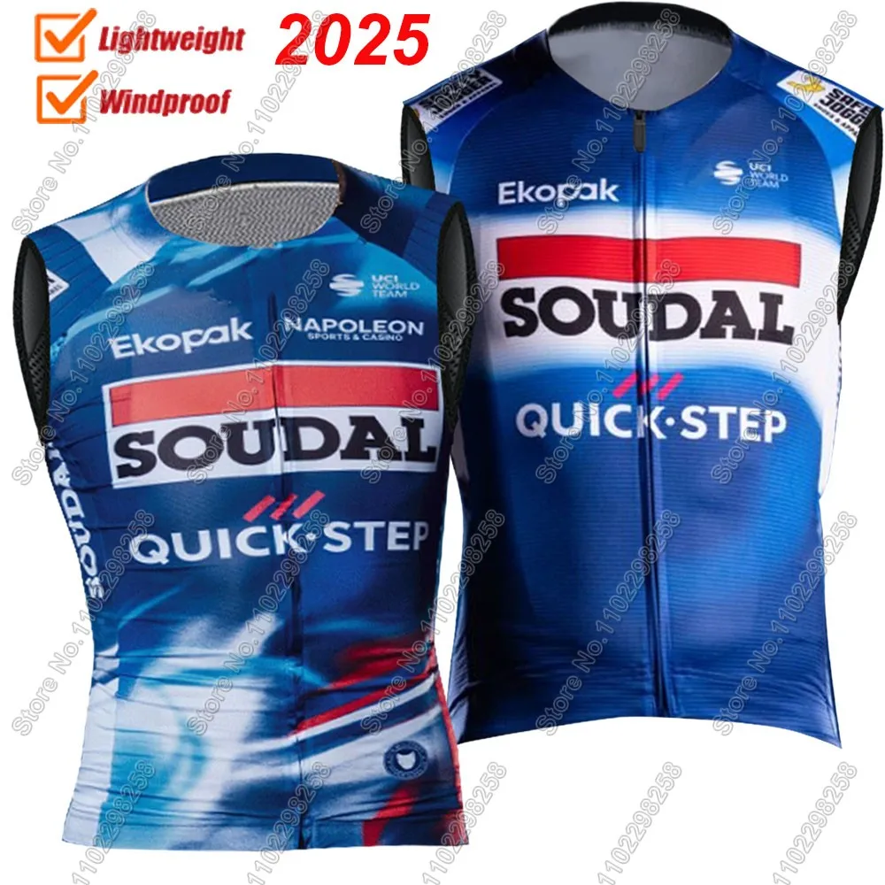 Team Soudal Quick Step Wind Vest Cycling Vest Windproof Lightweight Race Road Cycling Jersey Sleeveless MTB