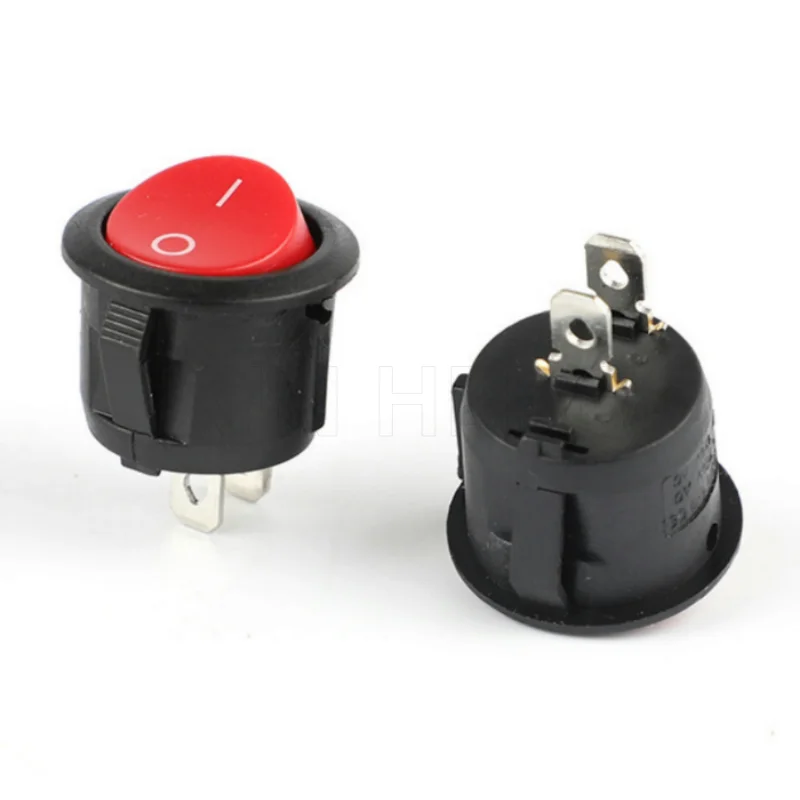 20 Pz 50 Pz 23Mm Kcd1-105 Spst 2Pin 6A 250V Pulsante Rotondo Snap-In On/Off Posizione Snap Boat Interruttore A Bilanciere Rame