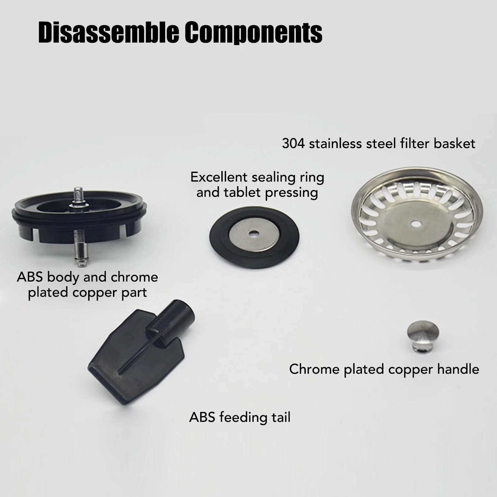 Kitchen Sink Strainer Garbage Disposer Strainer Pull Water Plug Rust Resistant Food Waste Disposer Filter Grinder Shredder Parts 3