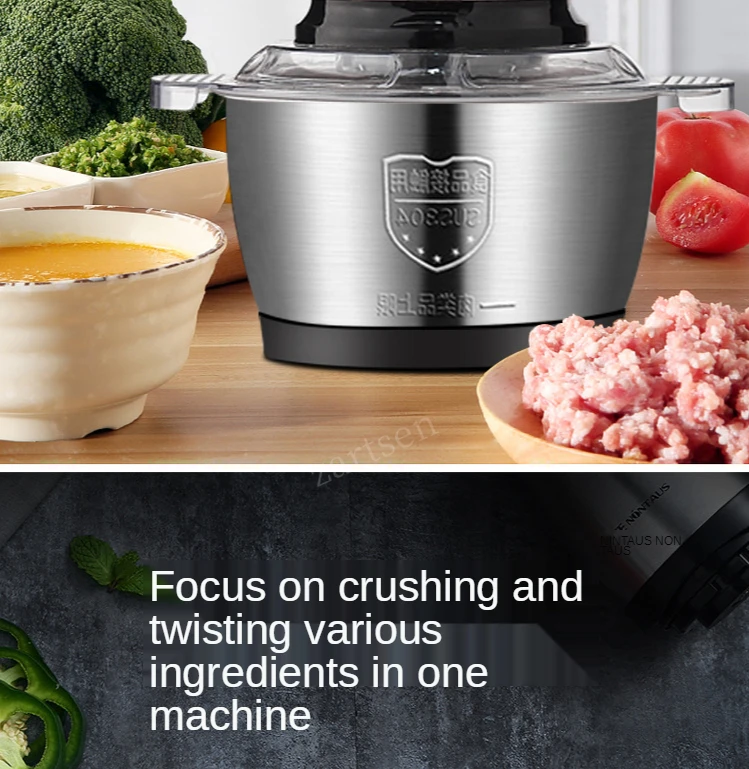 Description Picture 2 of item2 Speed Stainless steel Electric Chopper Meat Grinder Mincer Food Processor Slicer Meat Cutter Food Chopper Electric