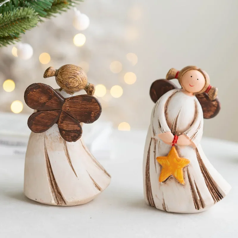 Christmas Love Angel Girl Rural Pastoral Resin Statue Christmas Decoration Table Decoration Wedding Celebration Gift