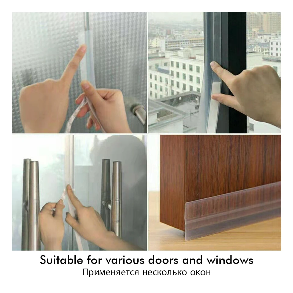 Window Weather Stripping Door Draft Blocker Silicone Shower Glass Gaps Seal Strip Dust Insulation Noise Reduction