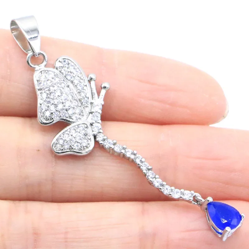 3.5g Real Customized 925 Solid Sterling Silver  PENDANT Butterfly Fire Rainbow Mystic Topaz Red Ruby Emerald Sapphire Gift For S
