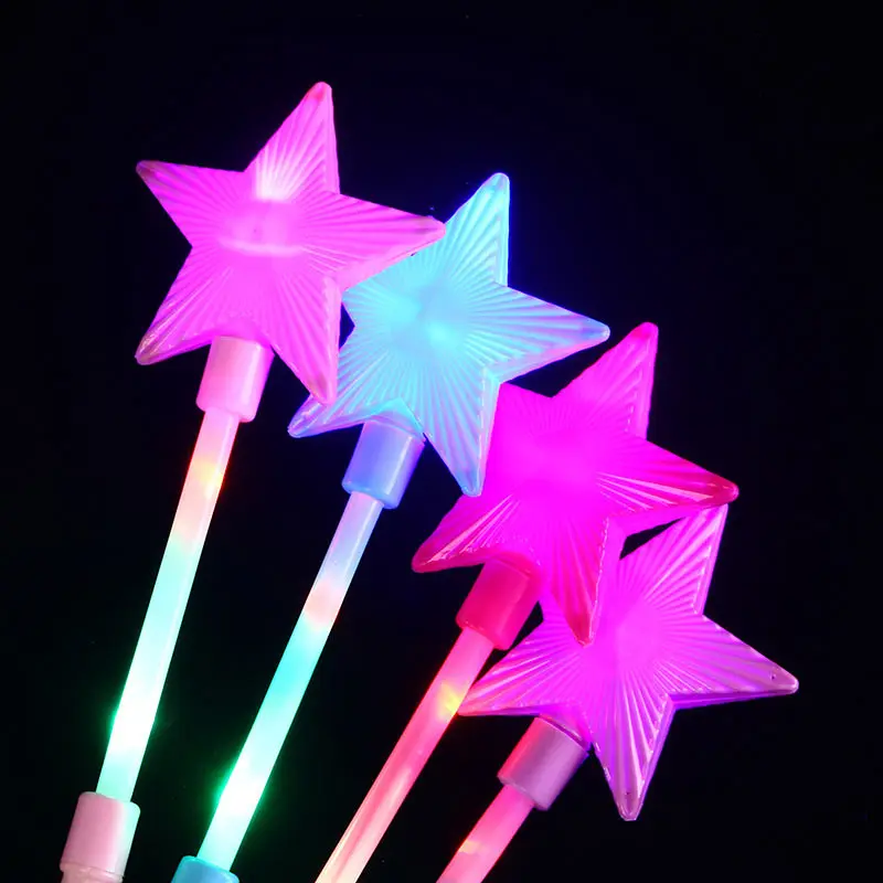 Flashing Lights Up Glow Sticks Five-Pointed Star Flash Stick Children Illuminated Toy For Xmas Halloween Party Night Glow Props