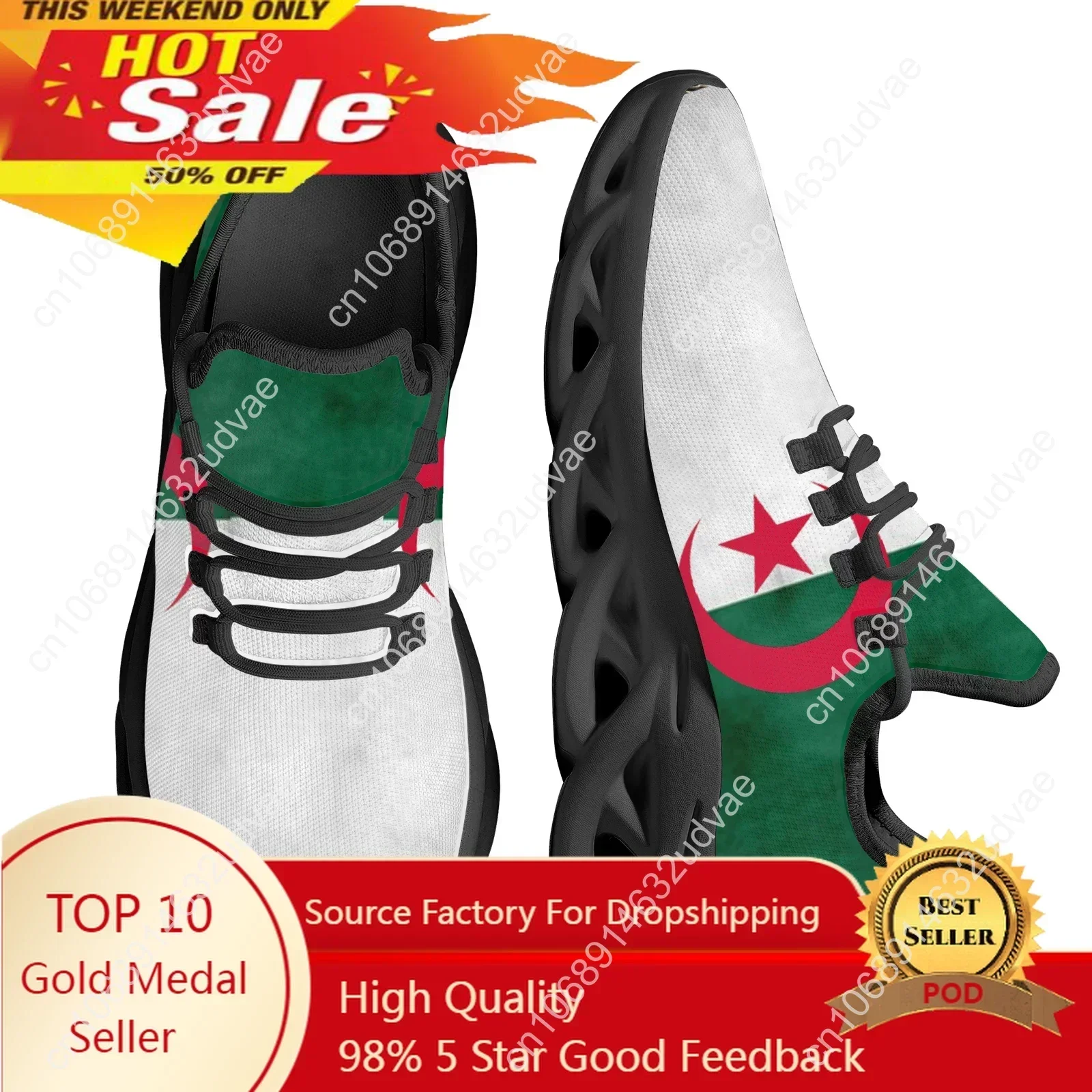 Flag of Algeria Design Flat Casual Women Shoes Lace Up Fashion Sneakers Wlaking Shoes Female Beach Footwear Zapatos