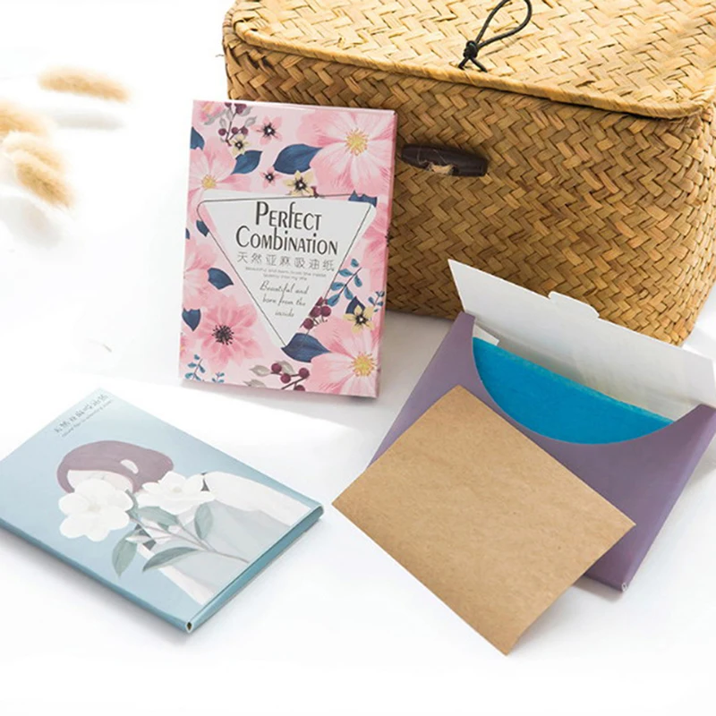 4PCs 50 Sheet/Bag Oil Absorbing Paper Tissue Papers Makeup Cleansing Face Paper Face Tool Absorb Blotting Facial Cleanser random