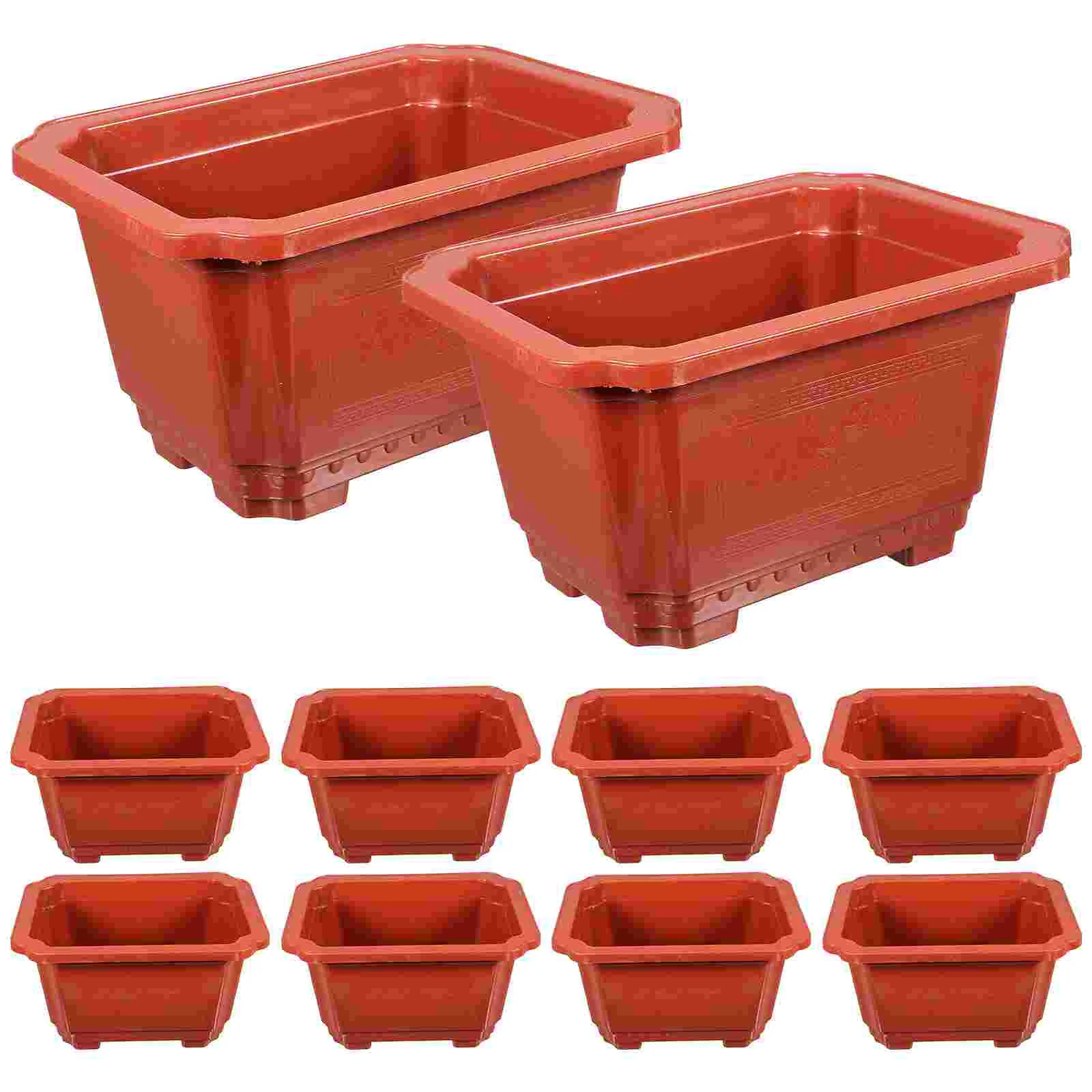 

10 Pcs Flowerpot Office Bonsai Rectangular Household Pots Tree Outdoor Plastic Planting Planter