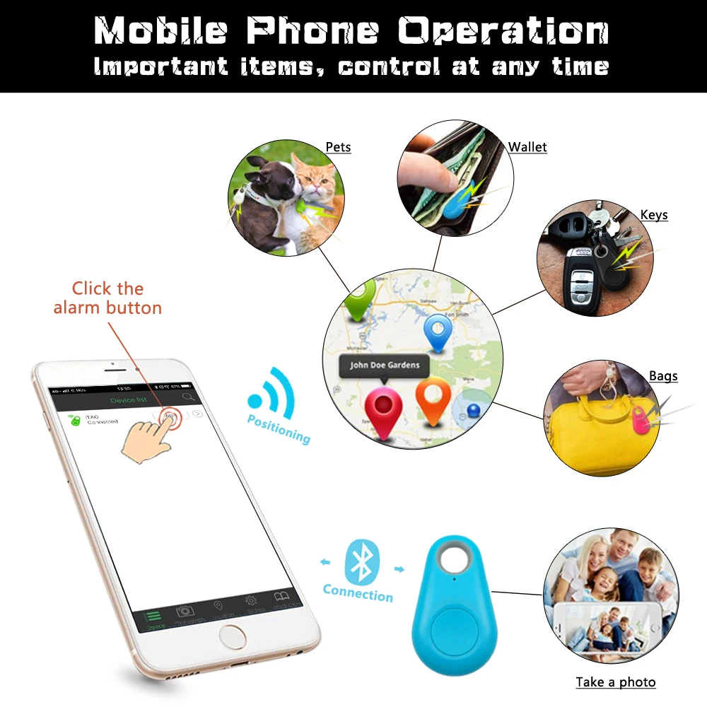 Dog Smart GPS Tracker Mini Pet Locator Tracer without Battery Bluetooth Anti-Lost Tool Collar Accessories For Dogs Cat Key