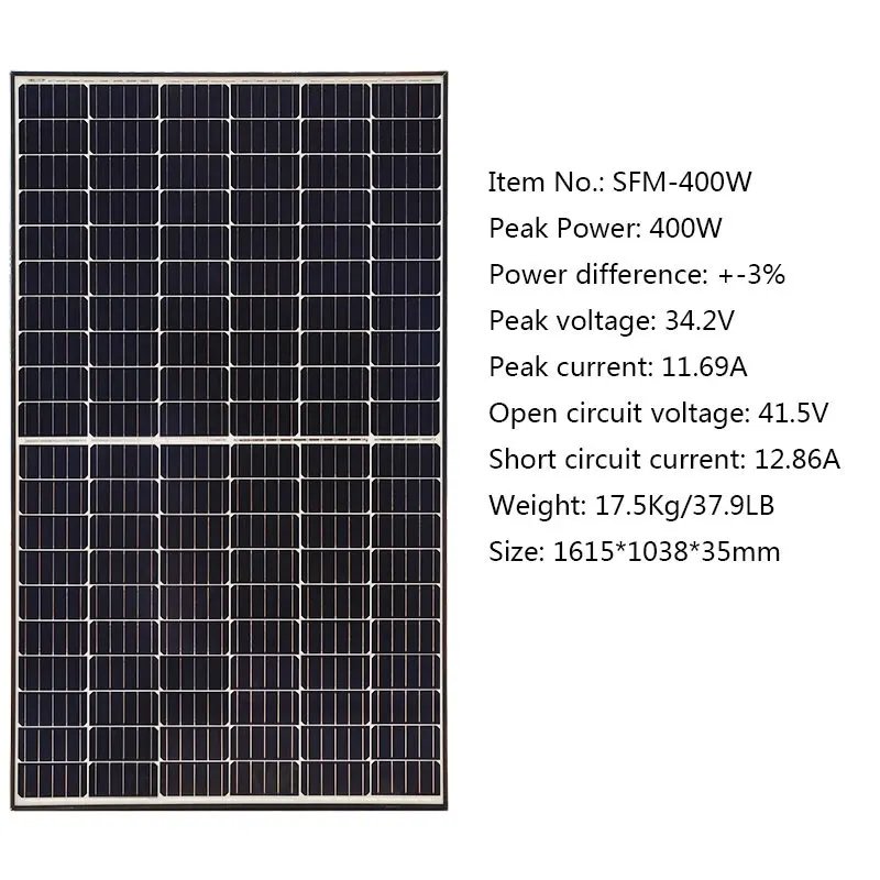 Pannelli Solari In Vetro Con Telaio Nero 400 Watt 400 W Batteria Solare Perc Split Cell Mono Off On Grid System Home Car Camping Caravan Rv