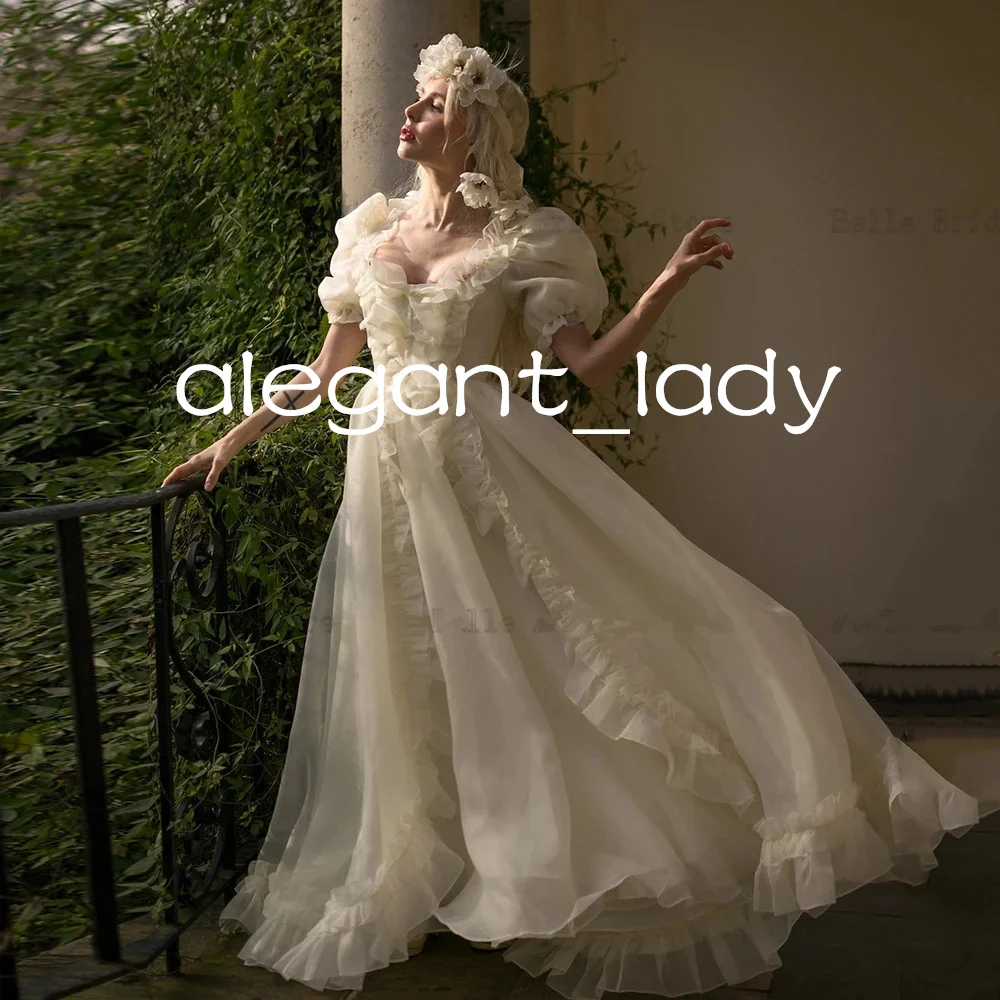 

Ivory French Floral Prom Dresses with Half Sleeve Rennasaince Fairy tail Court Cosplay Farmer dinner Evening Gowns