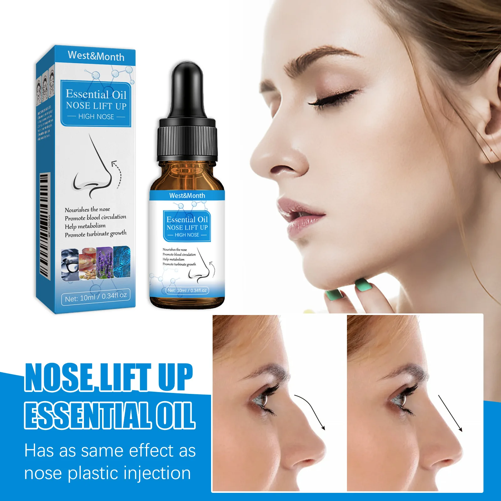 Nose Lifting Essential Oil Lift Up Heighten Rhinoplasty Care Beauty Nose Beautiful Shaping Nosal Bone Remodeling Massage Essence