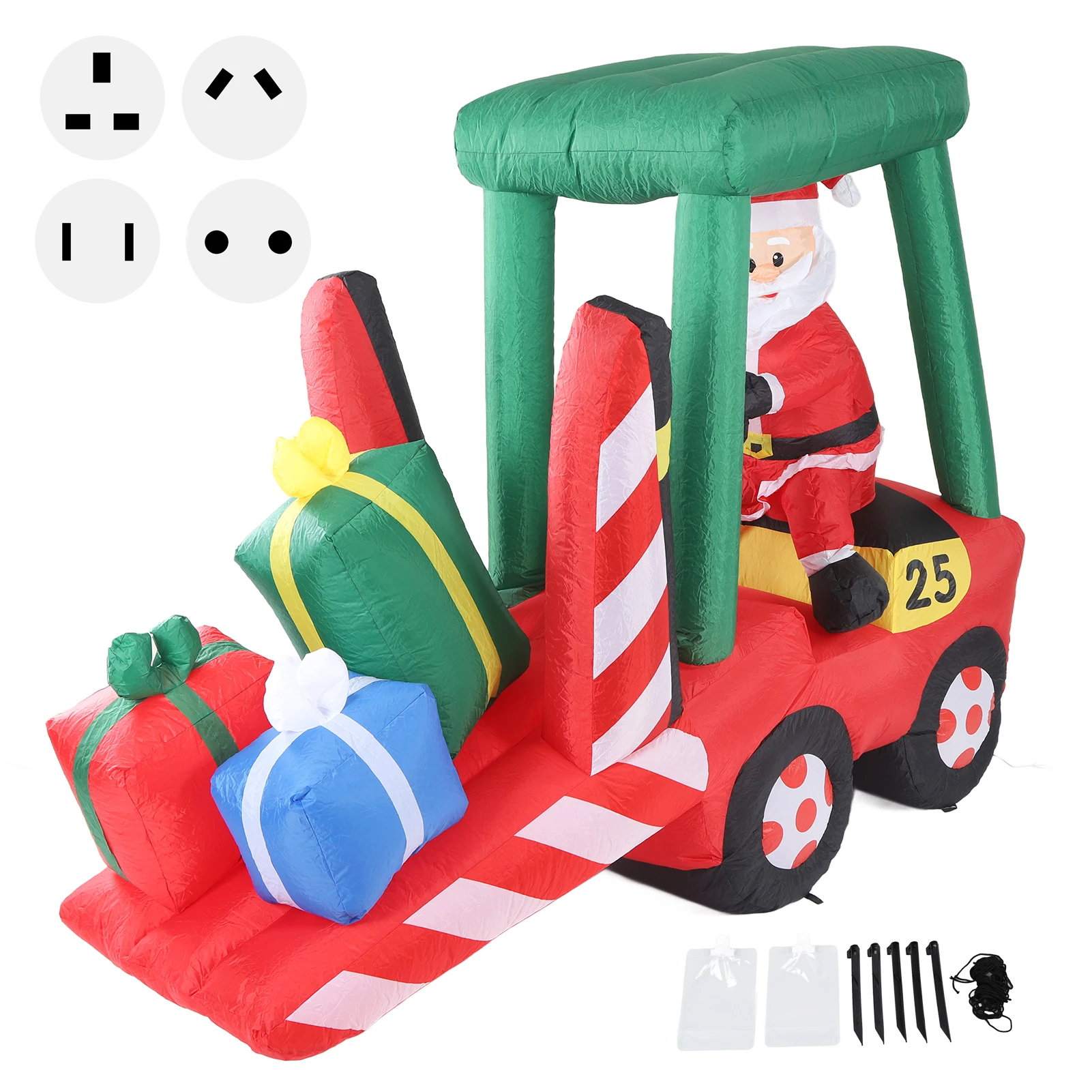 

Santa On Forklift Inflatable Model With LED Light Waterproof Tear Resistant Luminous Christmas Ornament 100-240V