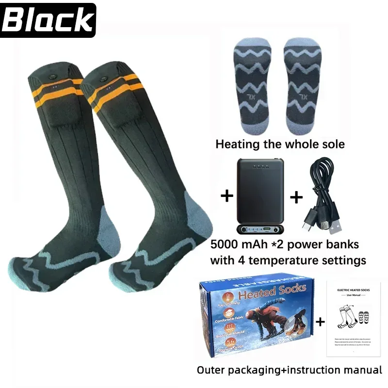Upgraded Snowmobile Ski Heating Socks App Control Rechargeable 65℃ Outdoor Sports Warm Feet Not Afraid of The Cold