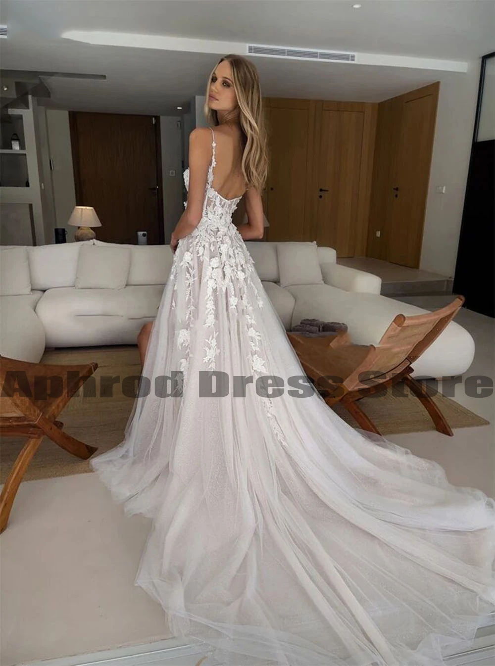 Super Sexy Transparent Sexy Boho Wedding Dresses 3D Flowers Bridal Dress Corset Bones Side Split Bride Wedding Gowns Customized 4