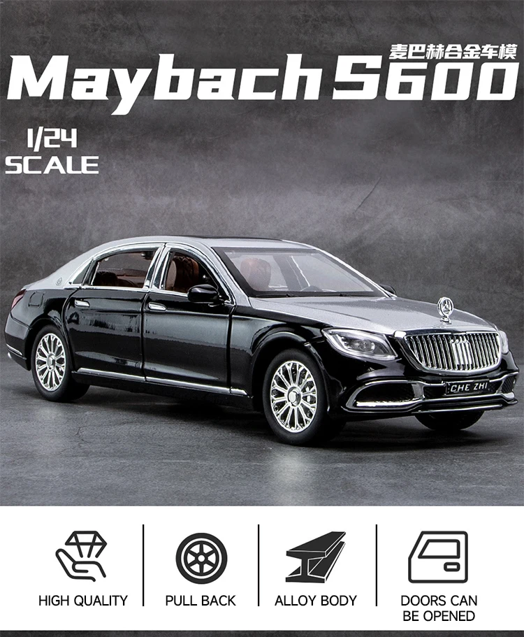 1:24 Mercedes Benz Maybach Car Models Alloy Diecast Toy Vehicle Doors Openable 14 1:24 Mercedes Benz Maybach Car Models Alloy Diecast Toy Vehicle Doors Openable
