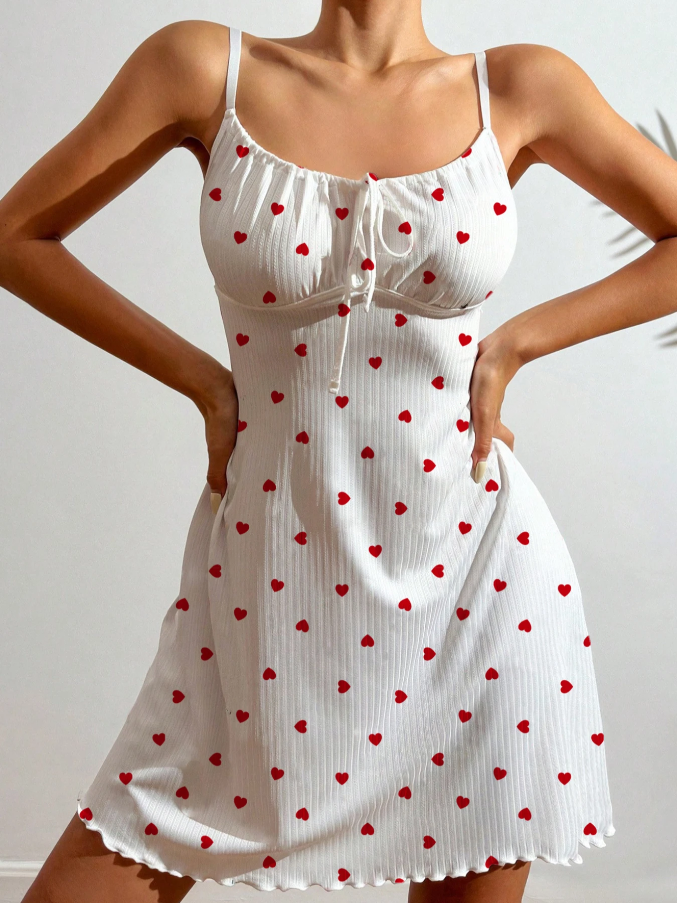 Women's Sleepwear Sexy Nightdress Night Gown Heart Printed Halter Neck Pajama Mini Dress Casual Sleepshirts Nightdress - 4