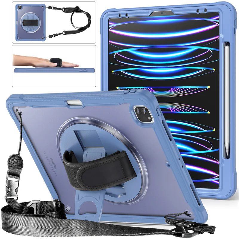Capa para Tablet à Prova de Choque para Ipad Pro 12.9 2023 2023 2023 2023 3ª 4ª 5ª 6ª Geração Ranhura para Lápis Alça de Ombro de Mão