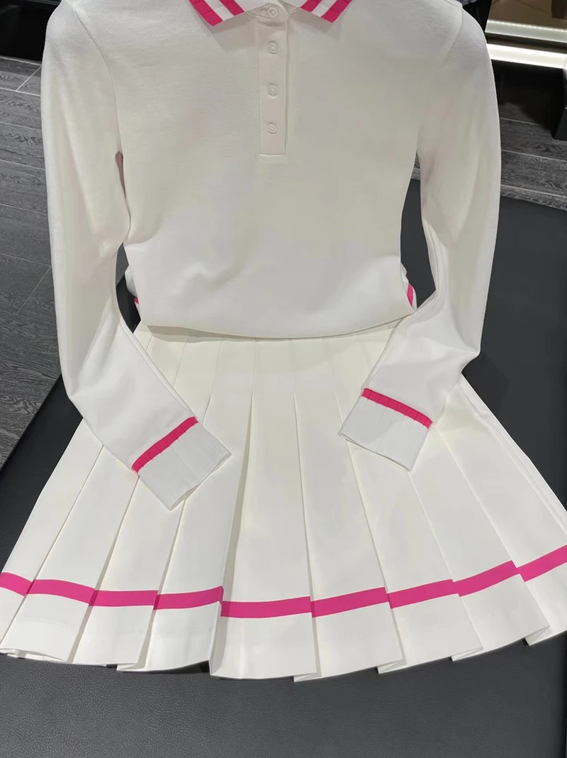 Sport shorts Printed stripe pleated golf skirt for women short pants sports tennis bottom classical skirt