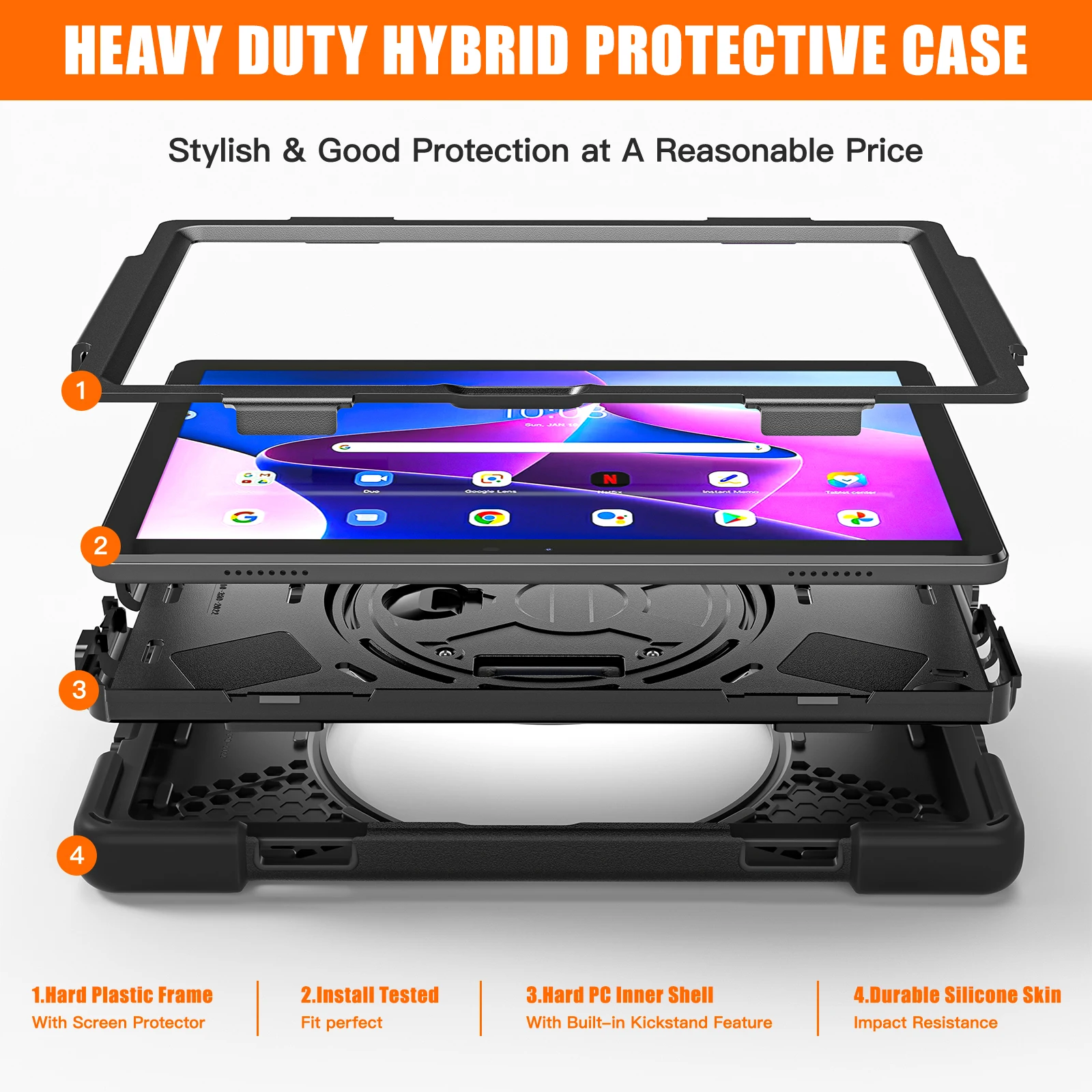 Silicone Shockproof Rotating Stand Case with Handle