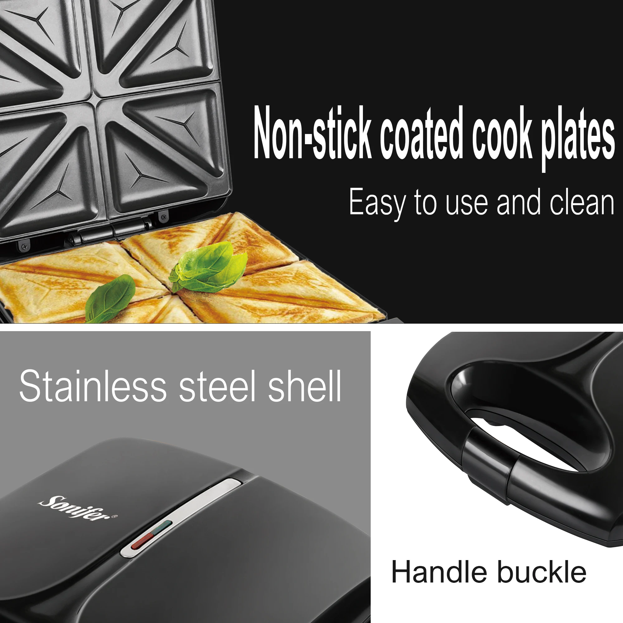 1400W Sandwiches Maker Electric Waffles Machine Cooking Appliances Bread Machine Cake Breakfast Waffle Pot Baking Pan Sonifer