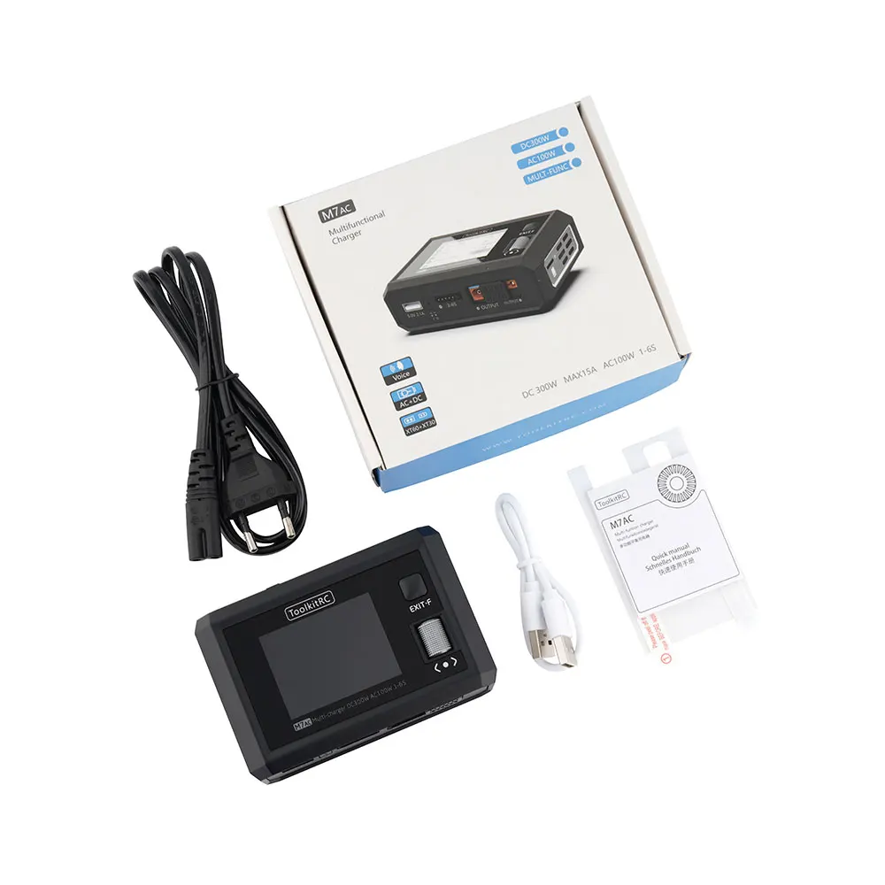 ToolkitRC M7AC 100W AC / 300W DC Input XT60 XT30 Output Multifunction Suppot Dual Smart Charger Signal Tester Drone Charge