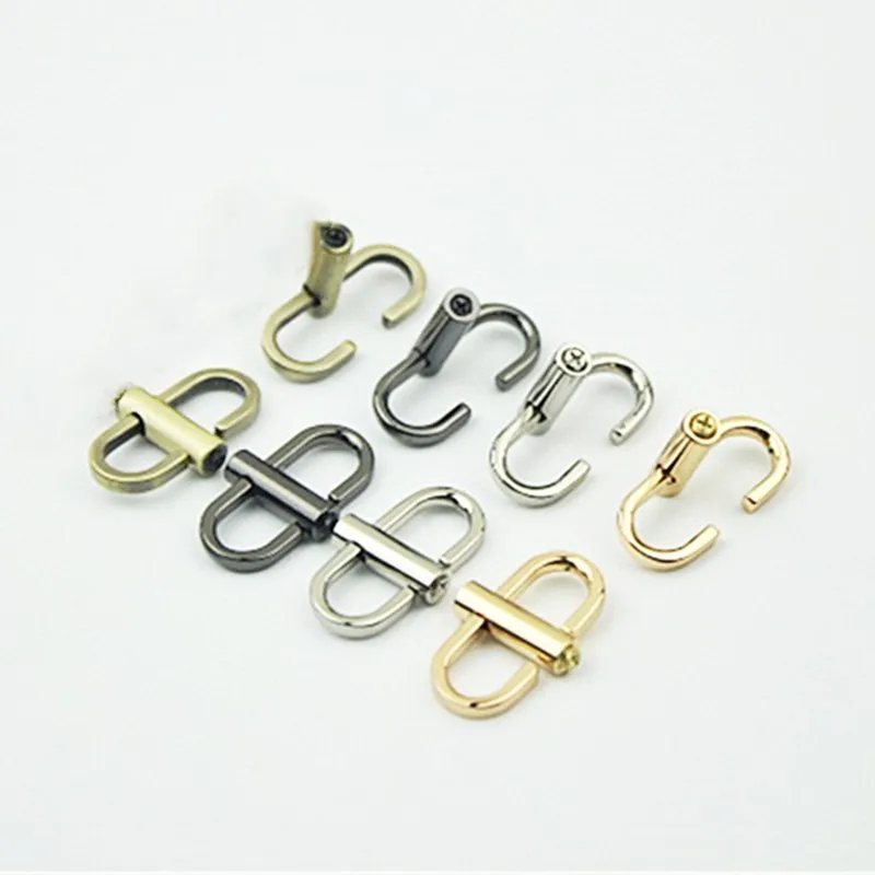 

100pcs Metal Double Ring Bag Strap Chain Adjustable Shorten Tool Swivel Ring Connectors Buckles 360 Rotation Hardware Accessory