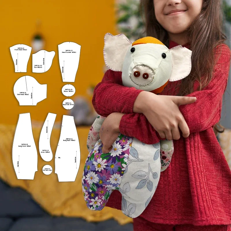 NUBECOM 10PCS DIY Pig Shaped Acrylic Stencil Handmade Memory Pig Quilting Template Doll Sewing Tool Gifts Decor With Instruction
