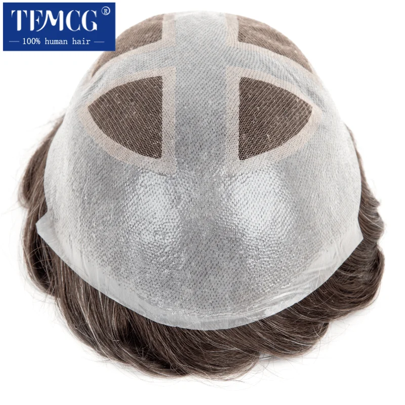 Toupee Men Invisible Hairline Lace With 0.04mm Soft PU Male Hair Prosthesis Breathable Men Wig Natural Human Hair System For Men 3