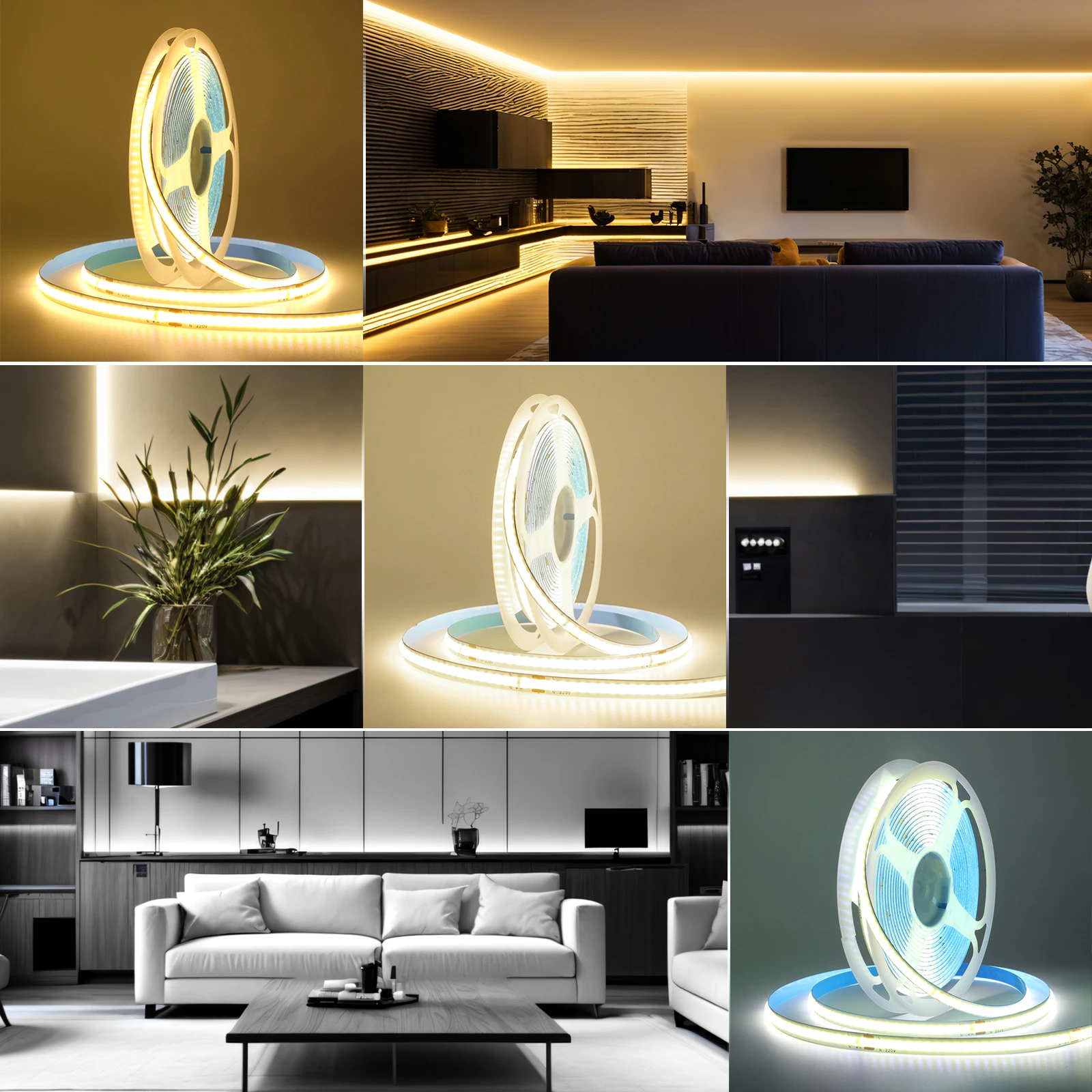 220 V, 5 m, 10 m, 15 m, 20 m, 50 m, COB-LED-Streifen, hohe Dichte, 8 mm PCB, 240 LEDs/m, weiß/warmweiß, schneidbares und flexibles Band-Licht – Detail 11