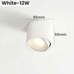 Dimmable LED Cylinder Ceiling Downlight - Surface Mounted Round Spotlight - Nature White 4000K (White 12W)