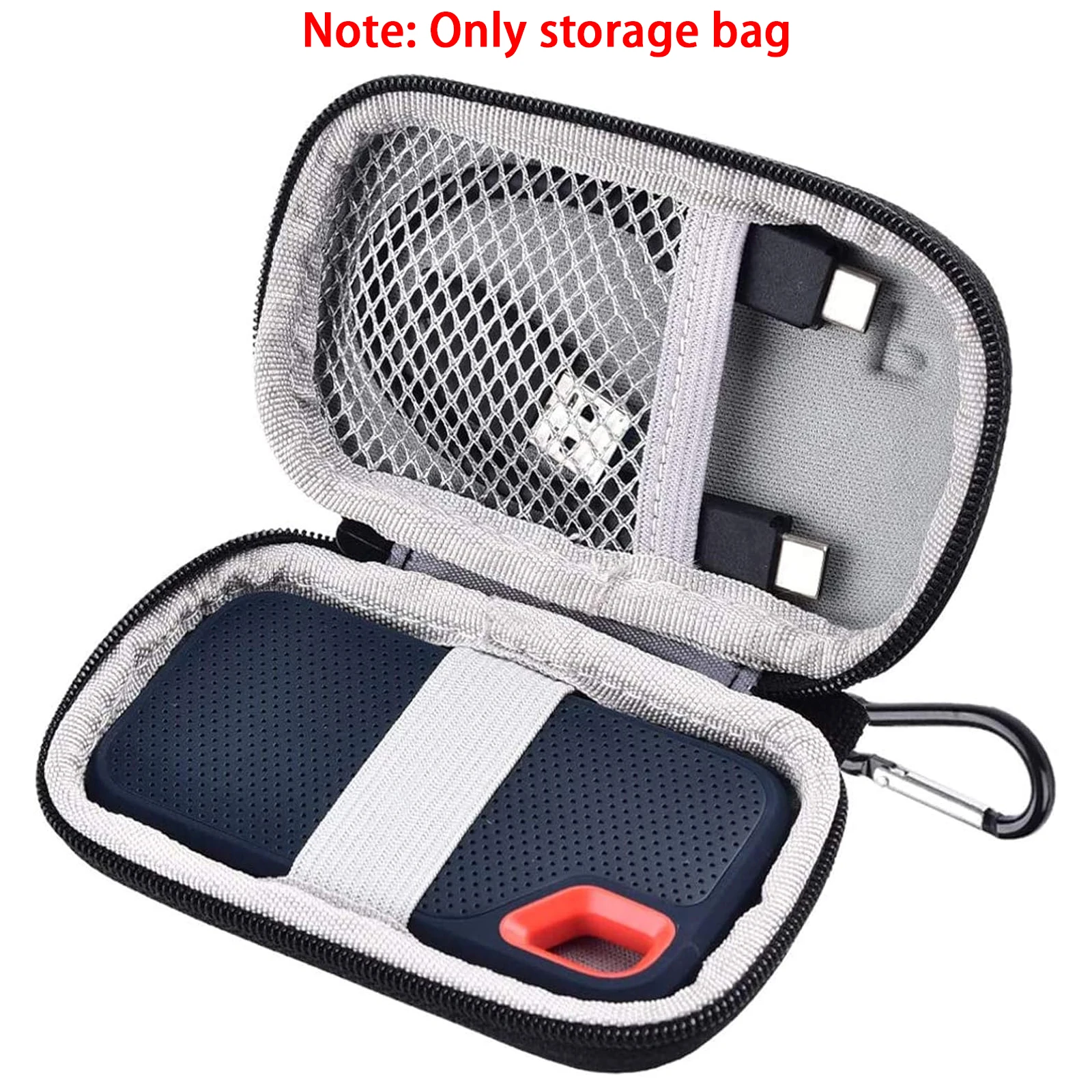 SSD Case for SanDisk Extreme Portable SSD & Extreme PRO, Hard Shell Protective Storage Bag with Carabiner, Fits 1TB 2TB 4TB 8TB