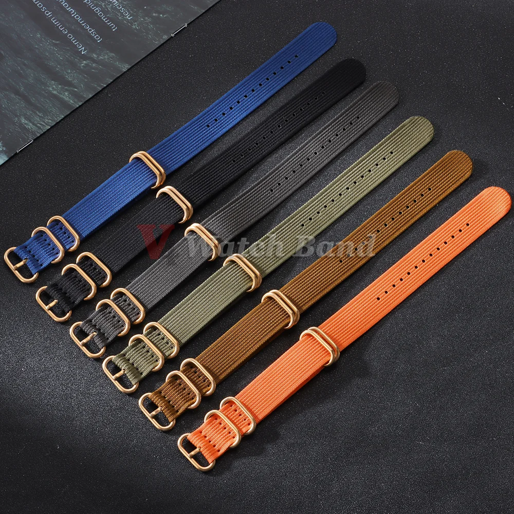 Elegant Rose Gold Buckle Fabric Watchband – Woven Nylon Strap