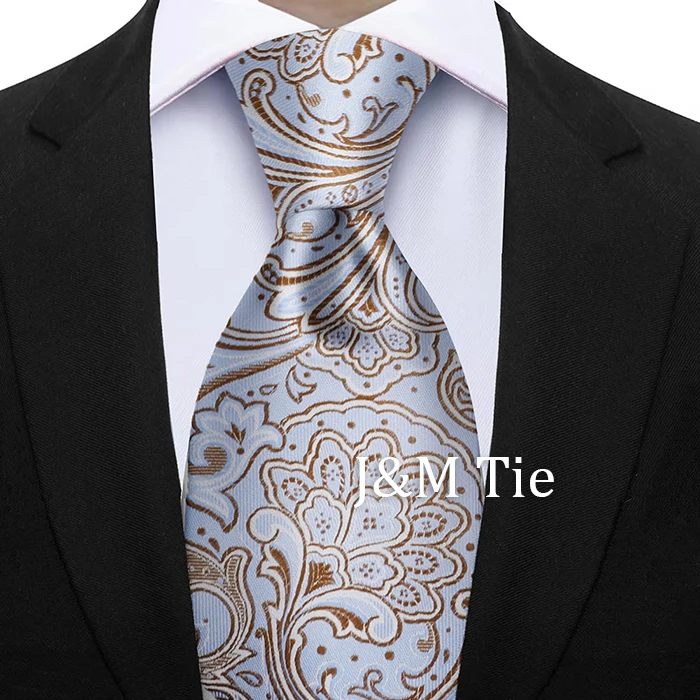 Herren-Krawatte, luxuriöse Krawatte, braun, grau, Business, Hochzeit, Party, neues Design, Krawatte, Paisley-Krawatte, Blumenmuster, Hochzeitsstil, Gravat-Geschenk – Detail 4