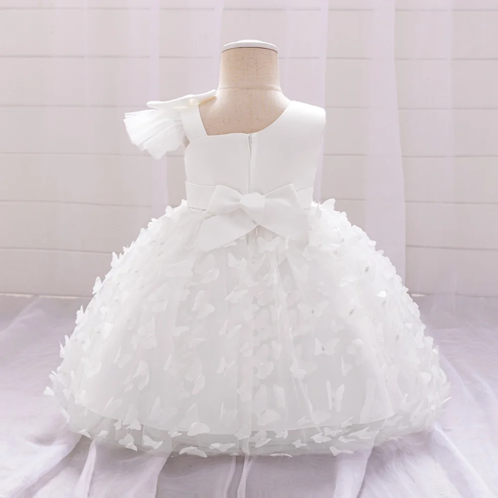 Schleife Baby Mädchen Weißes Taufkleid Schmetterling Tüll Kleinkind Baby 1. Geburtstag Hochzeitskleid Blumenmädchen Tutu Prinzessin Partykleider – Detail 11