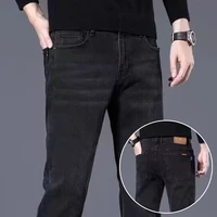 Men's Classic Narrow Leg Hot Sale Denim Pants High Quality Brand Slim Fit Trousers Trend Holiday Straight Leg Blue-gray Jeans