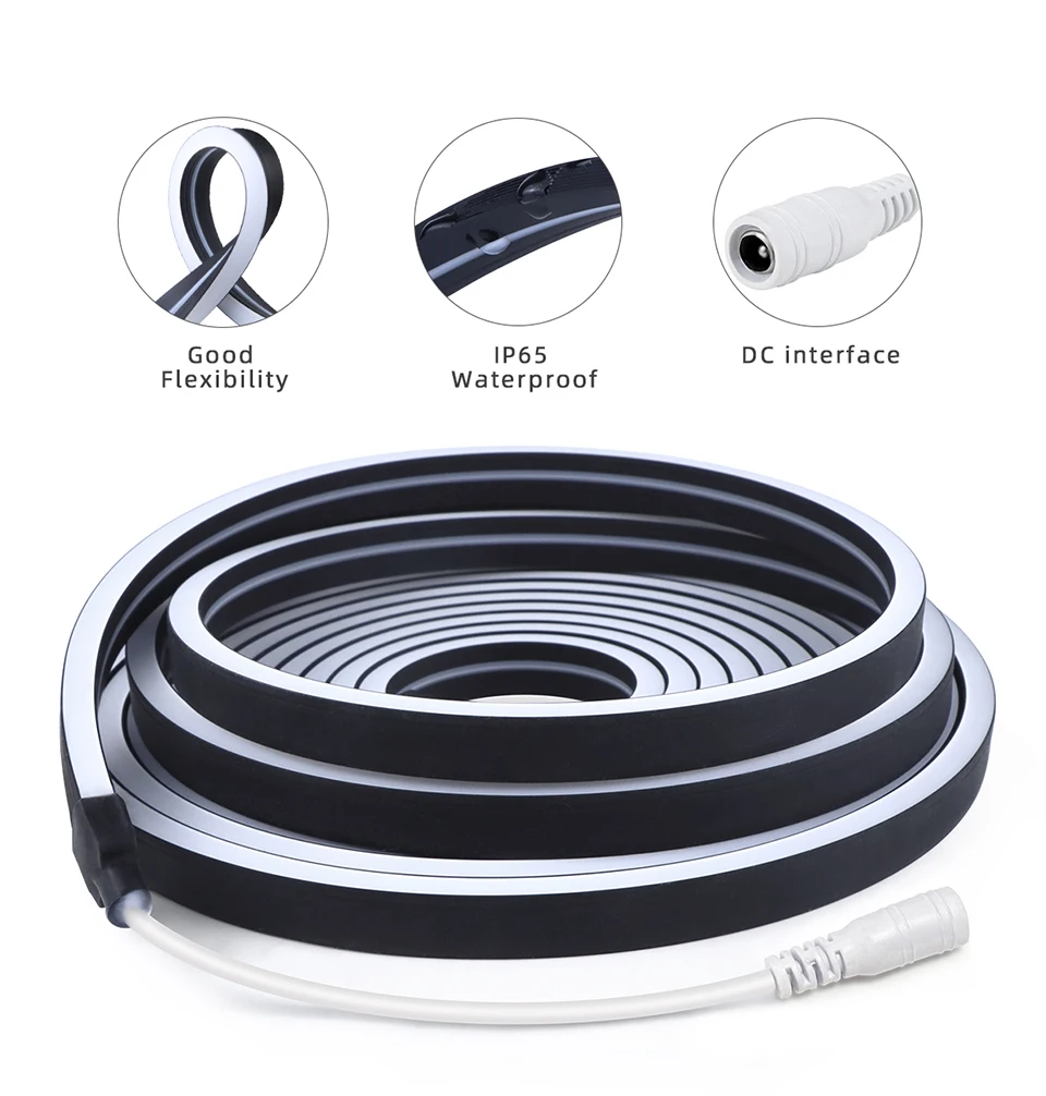 Description Picture 5 of item24V Black Tube Neon Lights Touch Dimming Swtich Silicone LED Light Strip LED Under Cabinet Light Cupboard Closet Decor Nightlamp