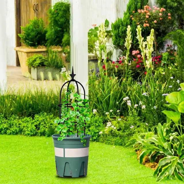 Obeliszk Növényi Hegymászó Szőlőállvány Kerti Mászó Rácsos Acél Virágkeret Cserepes Tartó Keret - Image 3