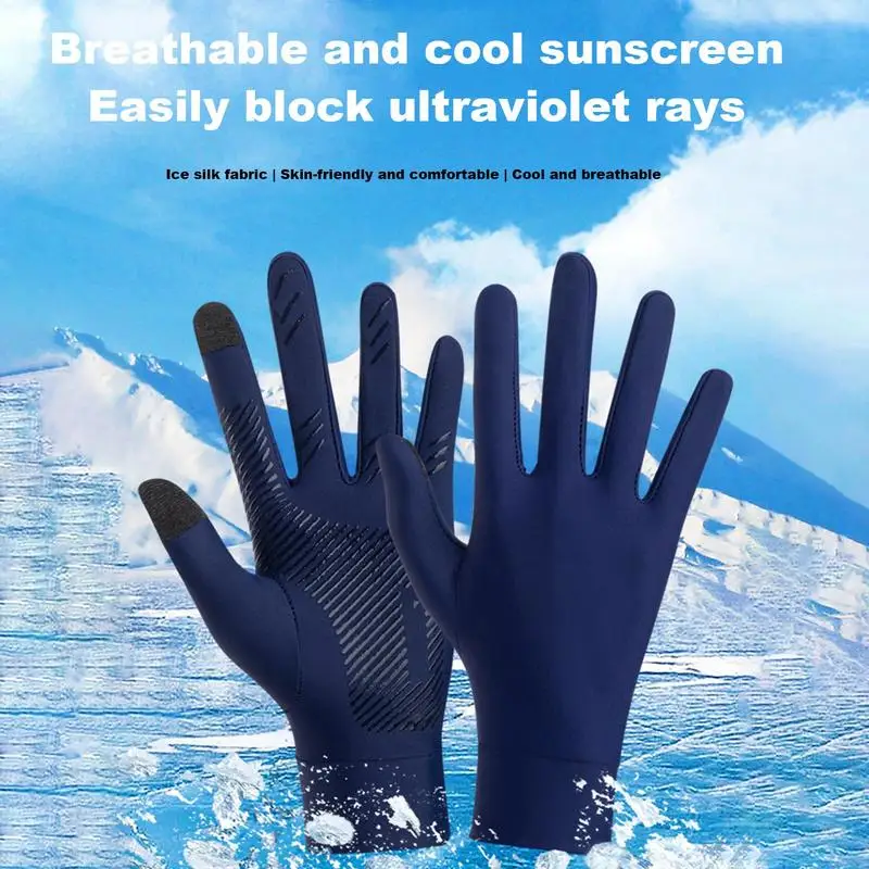 UV Fishing Gloves Non Slip UV Protection Full Finger Fishing Gloves Thin Ice Silk Gloves For Outdoor Activities Daily Driving 4