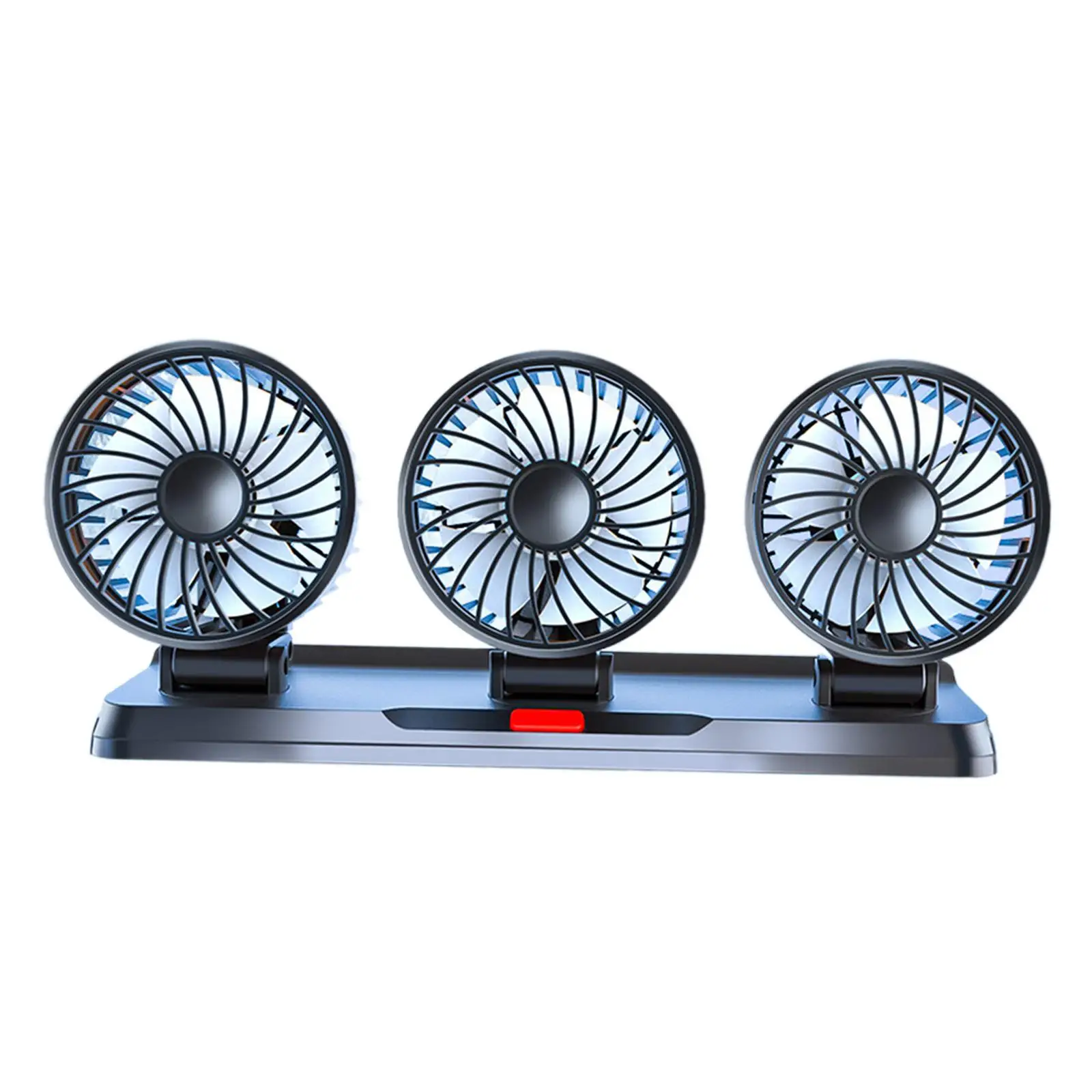 Car Fan Rotatable Vehicle Fan Quiet 360 Degree Rotation USB Rechargeable Car Cooling Fan Three Head Vehicle Fan for Truck SUV