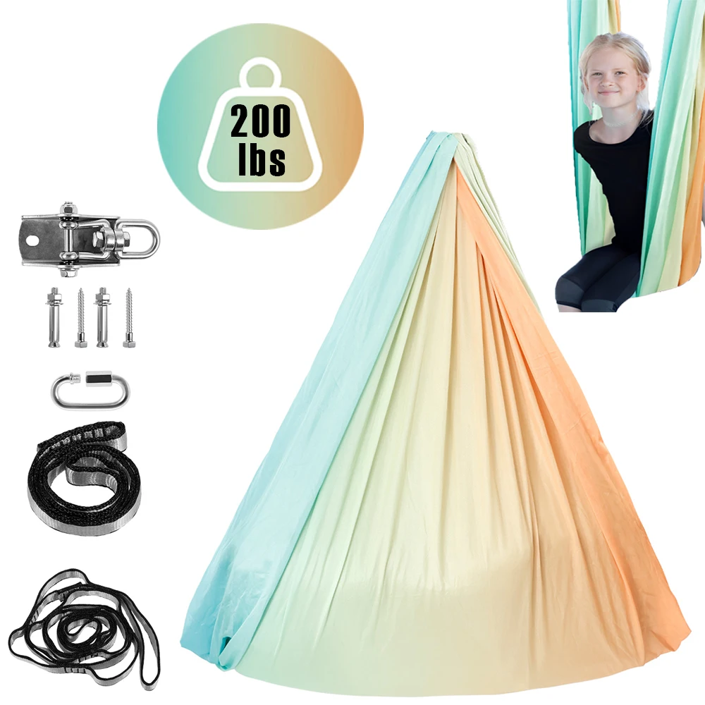 Sensory Swing Double Layer Comfortable Indoor Swing Stretch Resistant Hammock Holds up to 200 lbs For Children Adults Use hammock swing chair