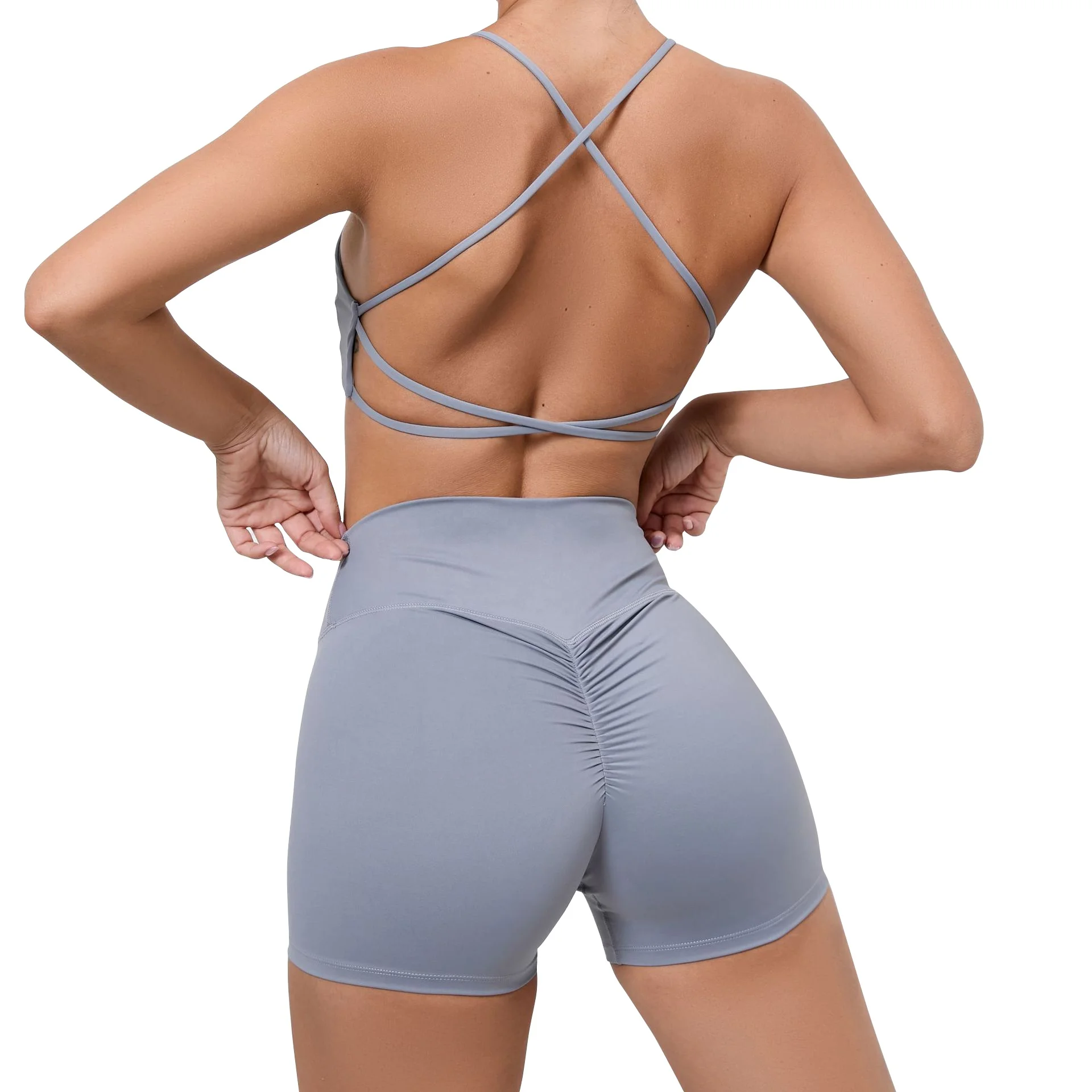 

Women Soft Quick Dry Lightweight Scrunch Butt Running Shorts and Bra Set Sexy New With Push Up Gym Fitness Exercise Yoga Suit