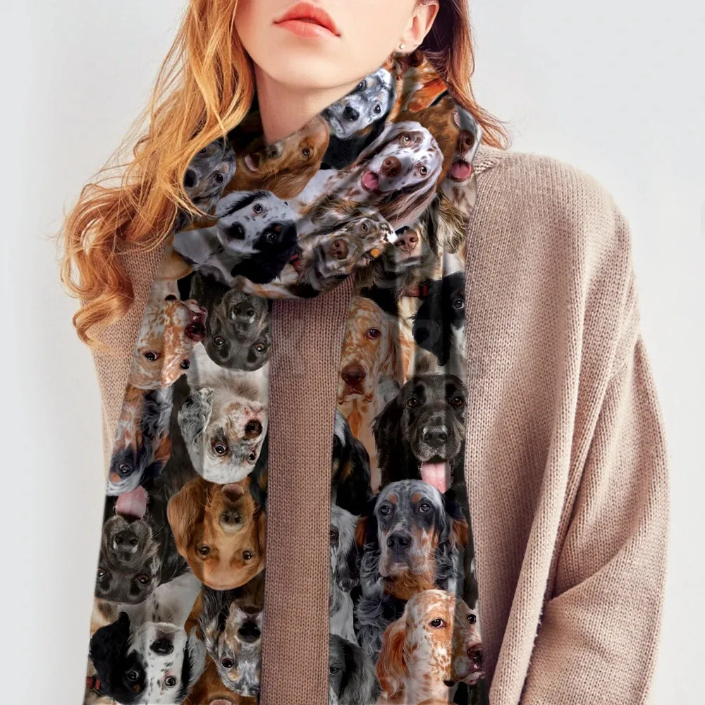 

You Will Have A Bunch Of English 3D Printed Imitation Cashmere Scarf Autumn And Winter Thickening Warm Funny Dog Shawl Scarf