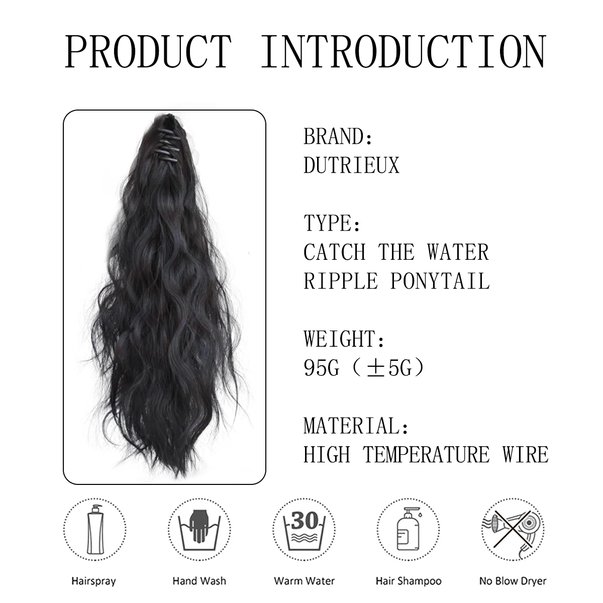 DUTRIEUX Synthetic Claw Clip In Wavy Ponytail Extensions Hair Extensions For Women Girls For Daily Party Use Hair Accessories