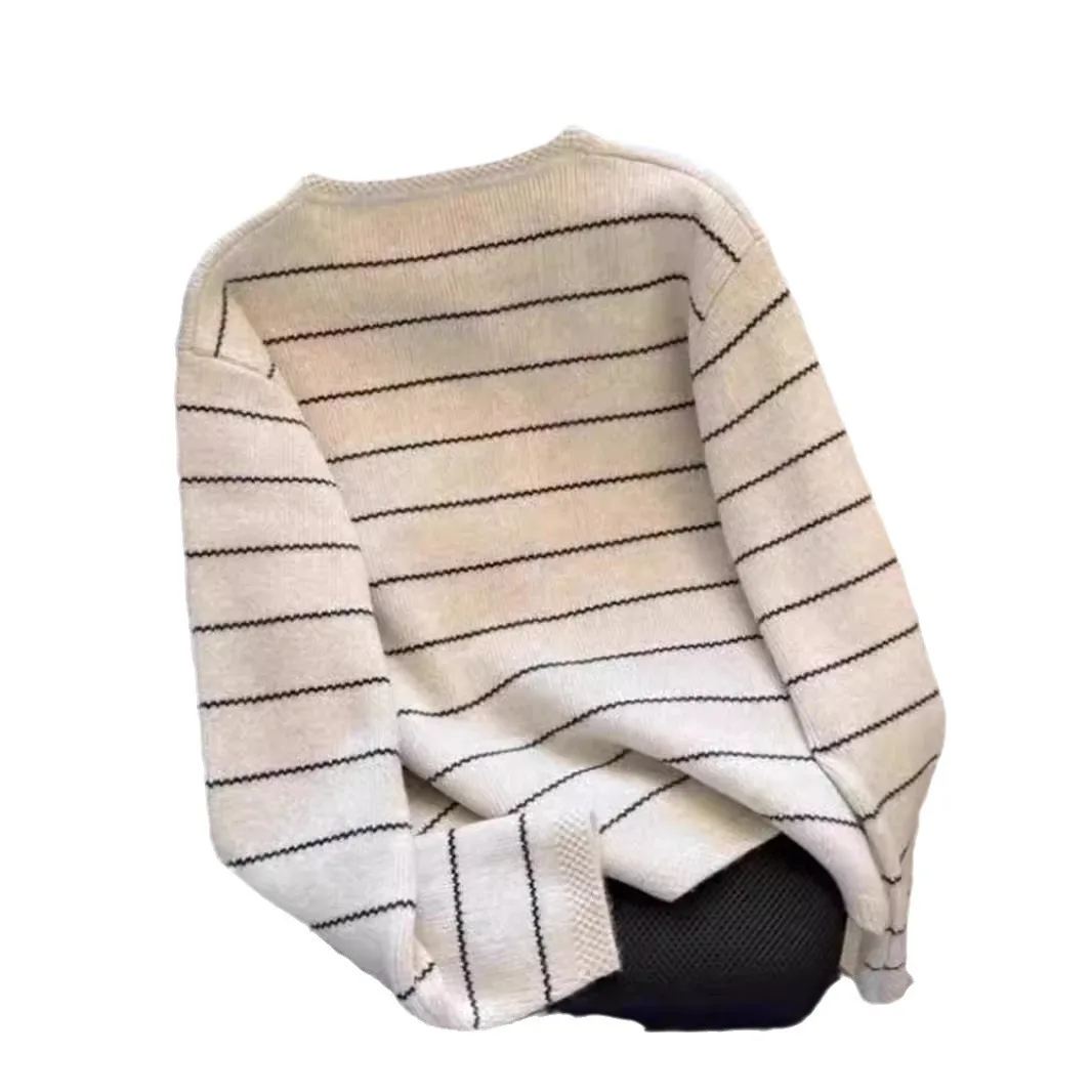 Women Striped Knitted Sweater Autumn Spring Vintage Cardigan