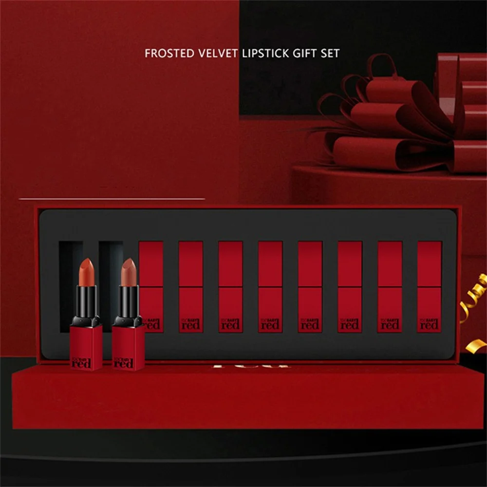 10pcs/set Retro Liquid Velvet Matte Lip Gloss Red Lipstick Nude Makeup Women Long Lasting Waterproof Beauty Box Cosmetics Gift 4